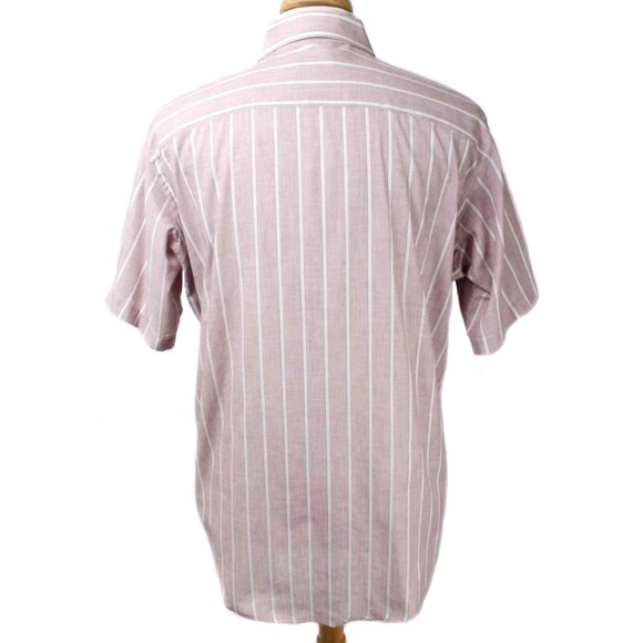 CHRISTIAN DIOR Monsieur Red Striped Button Up Short Sleeve Shirt - Picture 3 of 5